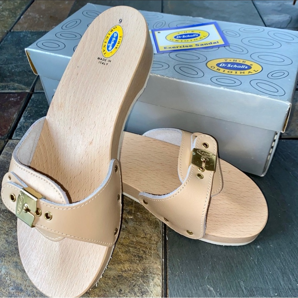 VINTAGE NEW NIB DR. SCHOLL’S SANDALS EXERCISE ITALY TAN 9